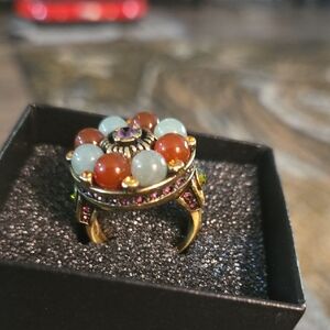 Vintage Red and Green Bohemian Rings